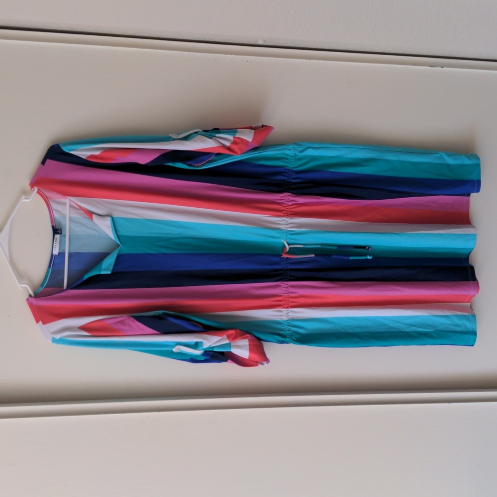 Cabana Life Multi-Color Stripe Beach Cover-Up - Teal, Pink, Navy, White